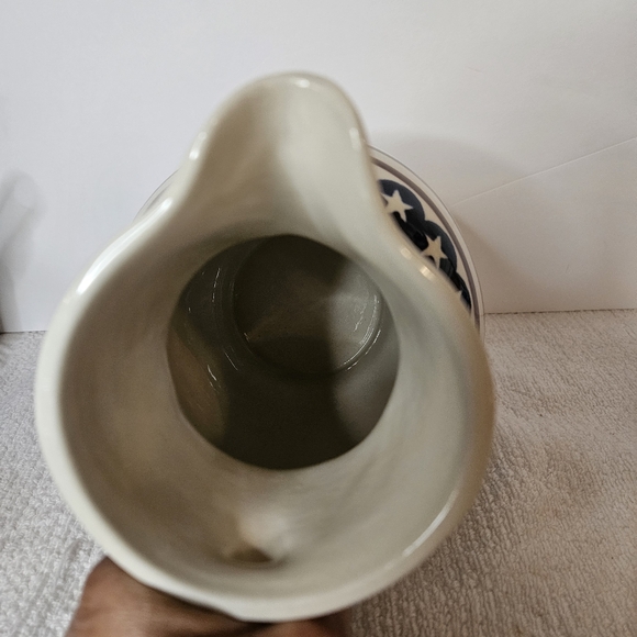 Boleslawiec Americana Polish Pottery Stars & Stripes 9" Pitcher Red White Blue - Picture 6 of 6